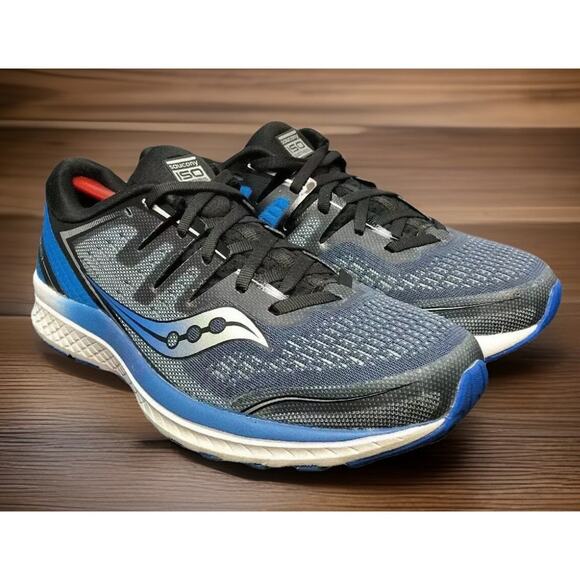 Saucony Guide ISO 2 Running Gym Shoes Sneakers Blue Silver Mens 8 Fast Ship - Picture 1 of 11